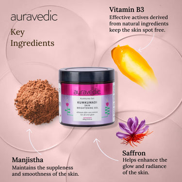 Auravedic Kumkumadi Gel Facial Moisturizer With Kumkumadi Oil For Face For Glowing Skin Pigmentation Dark Spots Moisturiser 100g Skin Brightening Gel